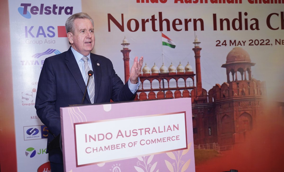 AusHCIndia's tweet photo. Honoured to have attended the launch of the @IndoAustChamber’s Northern India Chapter. What better timing to establish presence in northern India by the Chamber, given the two countries signed #IndAusECTA &amp; are focussed on promoting greater trade &amp; investment links. https://t.co/p3P9Wd3qpB