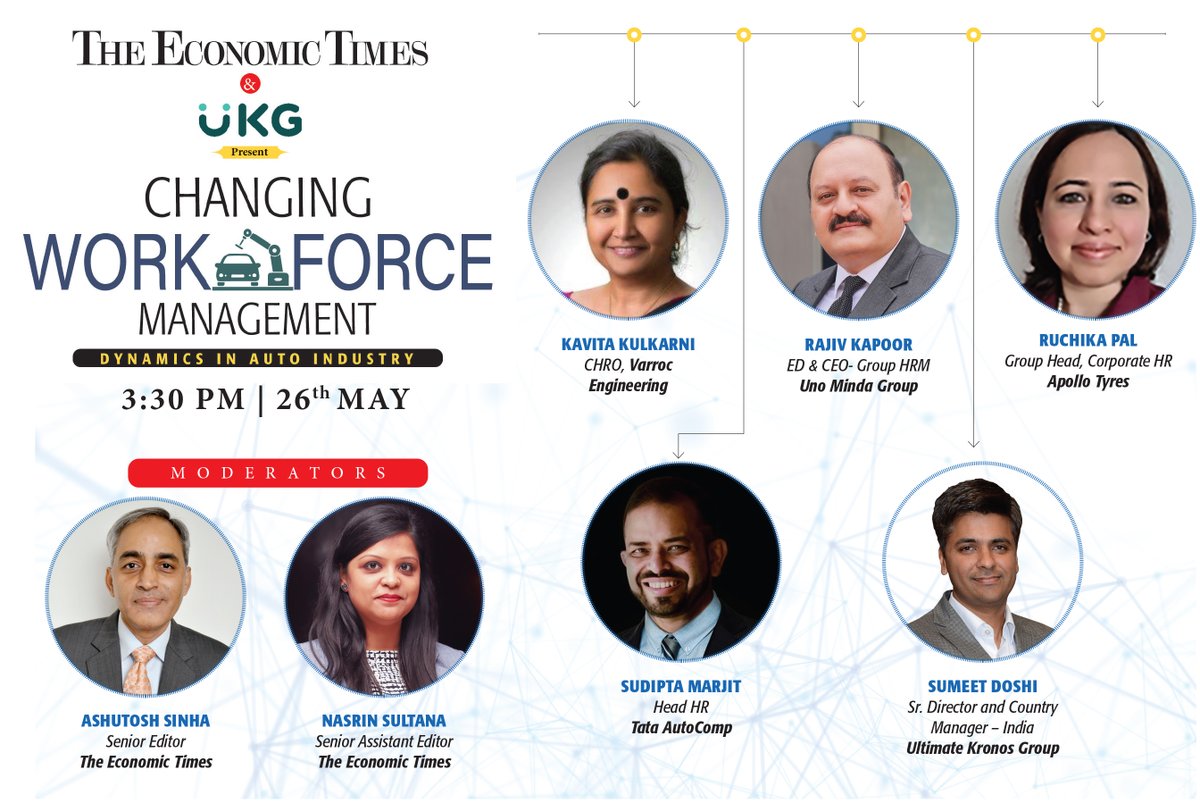 etgreycell's tweet photo. The Economic Times &amp; @UKGInc present "Changing Workforce Management Dynamics in Auto Industry". Join us today at 3:30 pm to listen into the experts. @VarrocGlobal @Unomindacom @TataAutoComp @apollotyres @AshutoshSinha00 @NasrinzStory 

Register Now: https://t.co/v724ZE7qWB https://t.co/m5vCNYVTbG