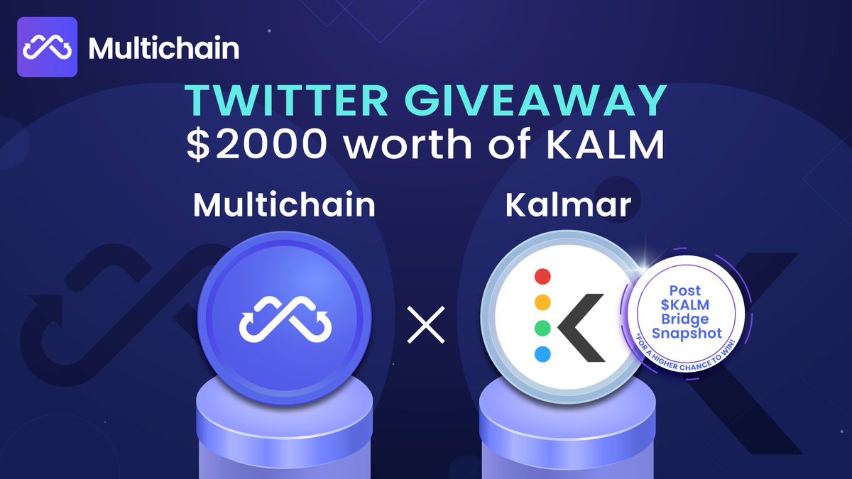 😜To celebrate @kalmar_io launch on #AVAX  and #Fantom 
$2000 worth of $KALM to 10 winners #Giveaway

1️⃣Follow @MultichainOrg @kalmar_io
2⃣RT
3⃣Enter t.me/kalmar_io
4⃣Tweet $KALM bridge snapshot to get a higher chance of being winner

🗓️May 26th 10:00 UTC | Last 48 hours