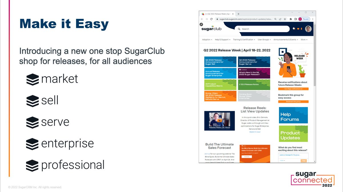 SugarCRM's tweet photo. Highlights from Chris Pennington's #SugarConnected sesh:
 
📈 Growth is a business priority!
🔎 SugarCRM's #CX Assessment helps identify areas of focus
🗺️ Adoption is a journey, not a destination
✅ SugarClub: one-stop shop for new releases
💯 Let the platform do the work! https://t.co/3JTbYzFcoK