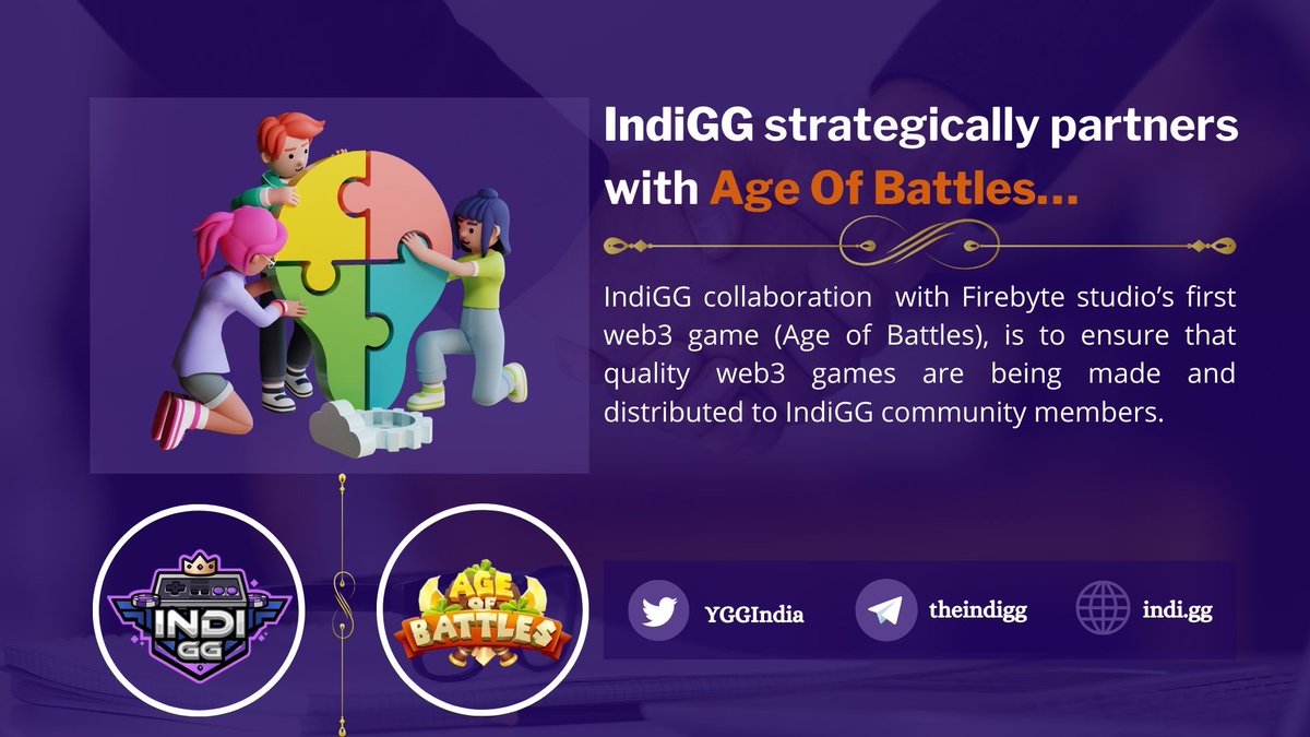 VictoriaOlayin3's tweet photo. Am thrilled to announce to everyone that @YGGIndia has strategically form a partnership with @AgeOfBattles. With this collaboration, #IndiGG will ensure that quality web3 games are being made &amp; distributed to IndiGG community members.
#IndiGG #indiggarmy $INDI https://t.co/rH2LpbEPs5