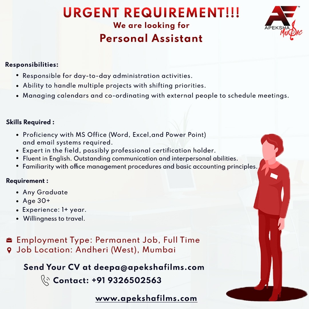 #urgenthiring #urgentrequirement #job #jobvacancy #hiring #hiringnow #ApekshaFilmsAndMusic #vacancy #personalassistantneeded #personalassistantjobs #personalassistant