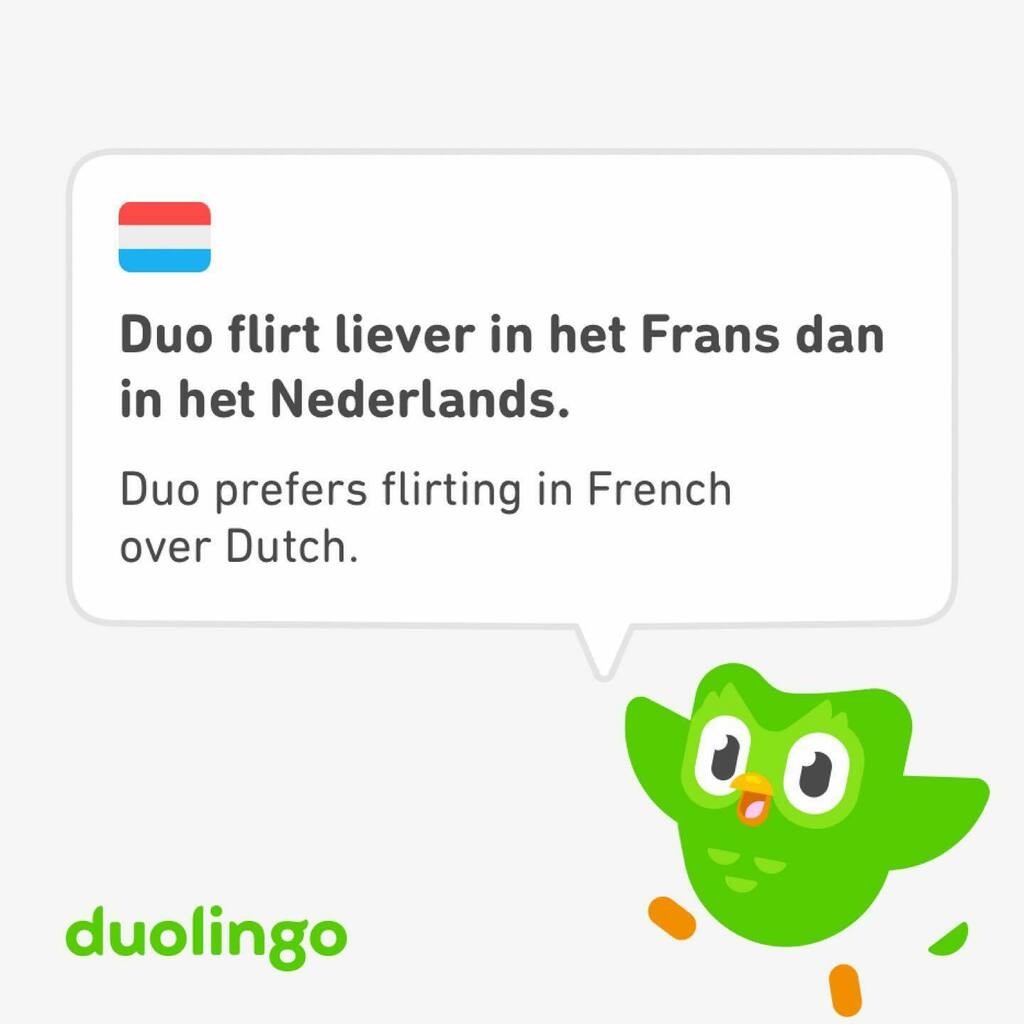 Nummymuffin's tweet photo. I’ve arrived at the fun part of Unit 6 in @duolingo. 😂🦉❤️ #ikbeneenappel #learndutch #dutchlearning #duolingoafterdark https://t.co/2846BCvRCv https://t.co/cB5Z3K87qe
