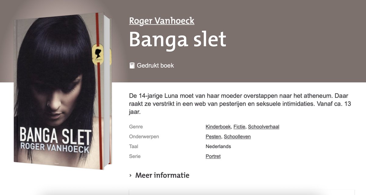 stoppestennu's tweet photo. #lesidee #pesten Boek Banga slet, vanaf 14 jaar. Luna moet van haar moeder naar een andere, betere school. Op de eerste schooldag wordt het haar meteen al moeilijk gemaakt, ze heeft last van pesterijen en seksuele intimidaties https://t.co/8kVGQX0LMk https://t.co/AC6C95nm5Z