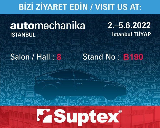 We will be exhibiting at Automechanika 2022 in Istanbul. All visitors are welcome to our booth at Hall 8/B190!

İstanbul’da düzenlenen Automechanika 2022'e katılıyoruz. Tüm ziyaretçilerimizi Salon 8/B190’daki standımıza bekleriz!