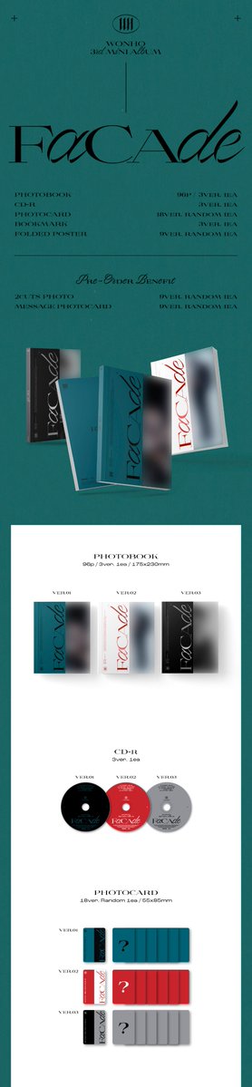 Gmarket_global's tweet photo. 📣#WONHO #3RD_MINI_ALBUM #FACADE
🔥Exclusive benefit to ALL🔥

#WENEE preorder FACADE at #Gmarket, get exclusive #photocards❤️ Also got #JEWEL ver.💎

🎁Benefits for all
👆Set album: 3 Photocards(set)
✌️Individual: 1 photocard

Period: 05.25~06.12
Order: https://t.co/kvQ23ozOIC https://t.co/UKrpedjsgp
