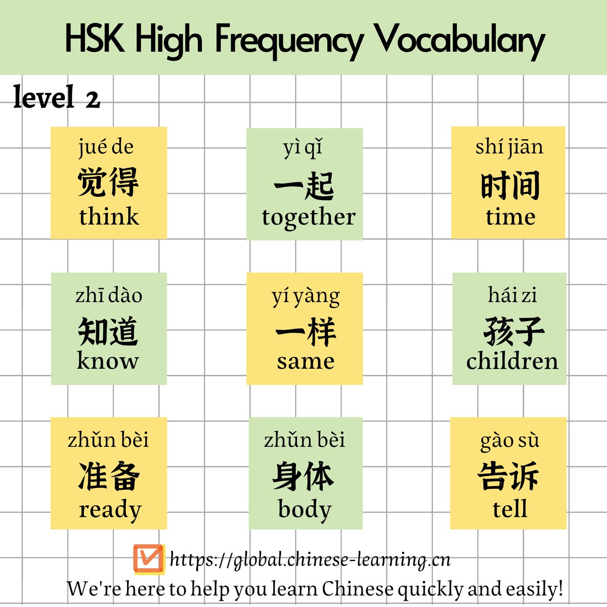 GCLP1127's tweet photo. HSK2 high frequency vocabulary~if you want to pass HSK2，those words you must know~~~lets learn together~~#Chinese #Mandarin #LearnChinese #中文 #汉语 #普通话 #学中文 #HSK #Chinesetest
#ChineseLanguage https://t.co/uuPWMx5ZdA