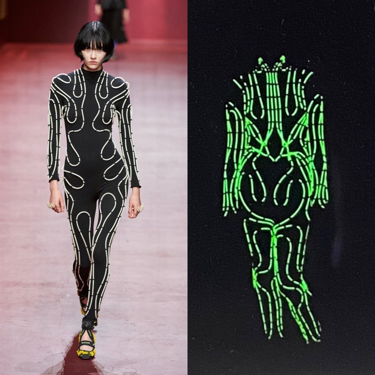 VitrinesProject's tweet photo. This week we are revealing the FW22 final selected looks for @vitrinesproject fashion NFTs « flacons » series. 

Look 1 @dior 

#dior #diorfw22 #wearable #fluorescentgreen https://t.co/mR9EDfo3Ob
