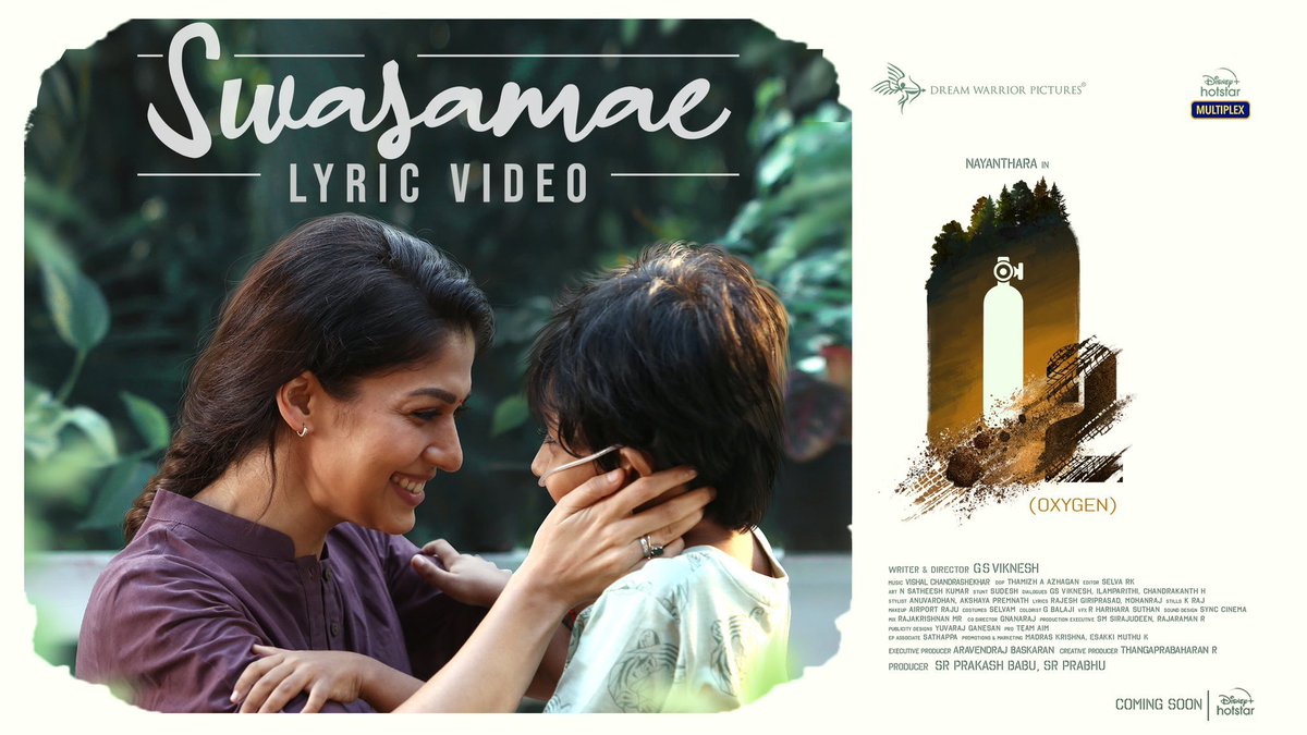 cinemapayyan's tweet photo. #Swasamae - A Soulful Melody from #O2.

🔗 https://t.co/4IaNZxC7tw

#O2FirstSingle

🎤 - @Brindhashiv
✍️ - Rajesh Giriprasad, Mohan Rajan
🎹 - @Composer_Vishal

#Nayanthara @GsViknesh @that_Cameraman @EditorSelva @ArtSathees @prabhu_sr @disneyplusHSTam 

#O2onHotstar #O2TheFilm https://t.co/F1dnB5gWkF