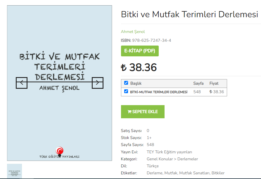 YENİ NESİL YAYINCILIK
Bölümlü ve POD opsiyonlu elektronik kitap dağıtım portalı: talebe.com
'Bitki ve Mutfak Terimleri Derlemesi ' TEY Yayınlarından e -kitap olarak yayınlandı. Sitemizden ulaşabilirsiniz.
talebe.com/.../bitki-ve-m…