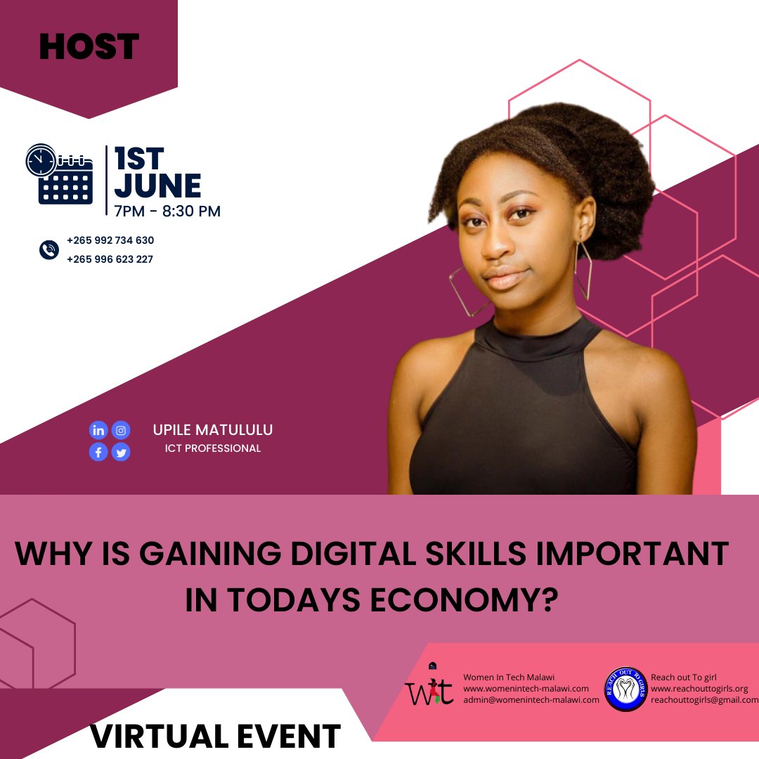 womenintech_mw's tweet image. Are you ready to have an amazing conversation about digital skills in today&apos;s economy? 

Meet the host, @UpileMatululu. Clear your calendar and watch how amazing she will facilitate this conversation. 

#womenintech #techmalawi #techladies #digitalskills #economy #mwit #malawi