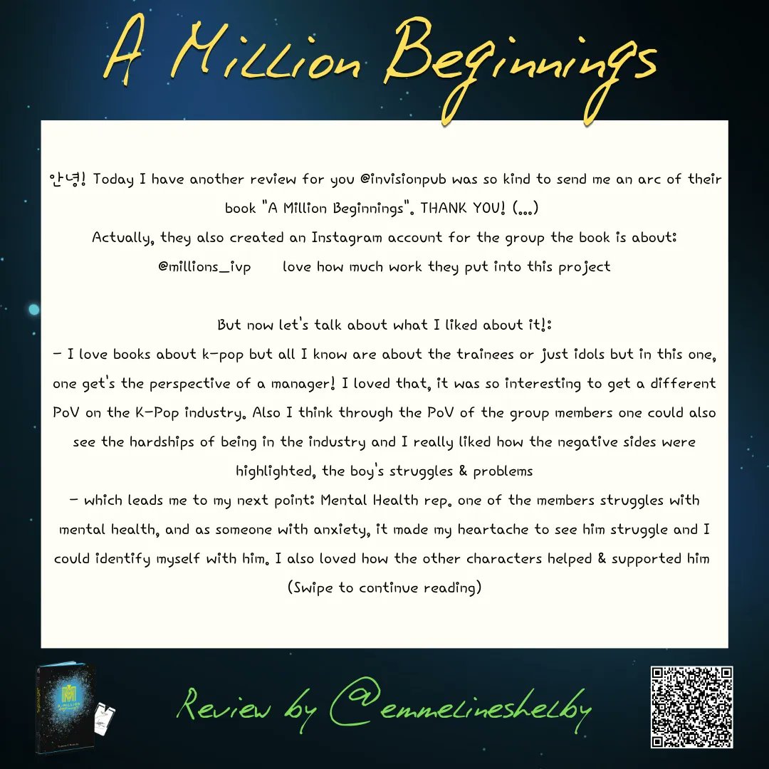 InVisionPub's tweet photo. A Million Beginnings, The Millions Series Pt.1 Bookstagrammer Reviews

What did some Bookstagrammers thay read A Million Beginnings think?

#InVisionPublishing #InVision #BookRelease #Bookstagram #KpopBook #AMillionBeginnings  #TheMillionsSeries #bookreviews #Kindle #RomanceBook https://t.co/Sqcs8wIvYw