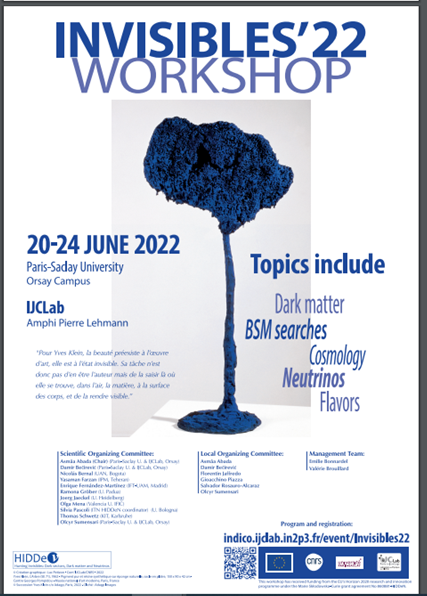 ItnHidden's tweet photo. Following the Invisibles22 School, the IJCLab will host also the Invisibles22 Workshop!
It will be held in person in Orsay, from June 20 to June 24.
���See you all there! https://t.co/jmrjaZMvnj
