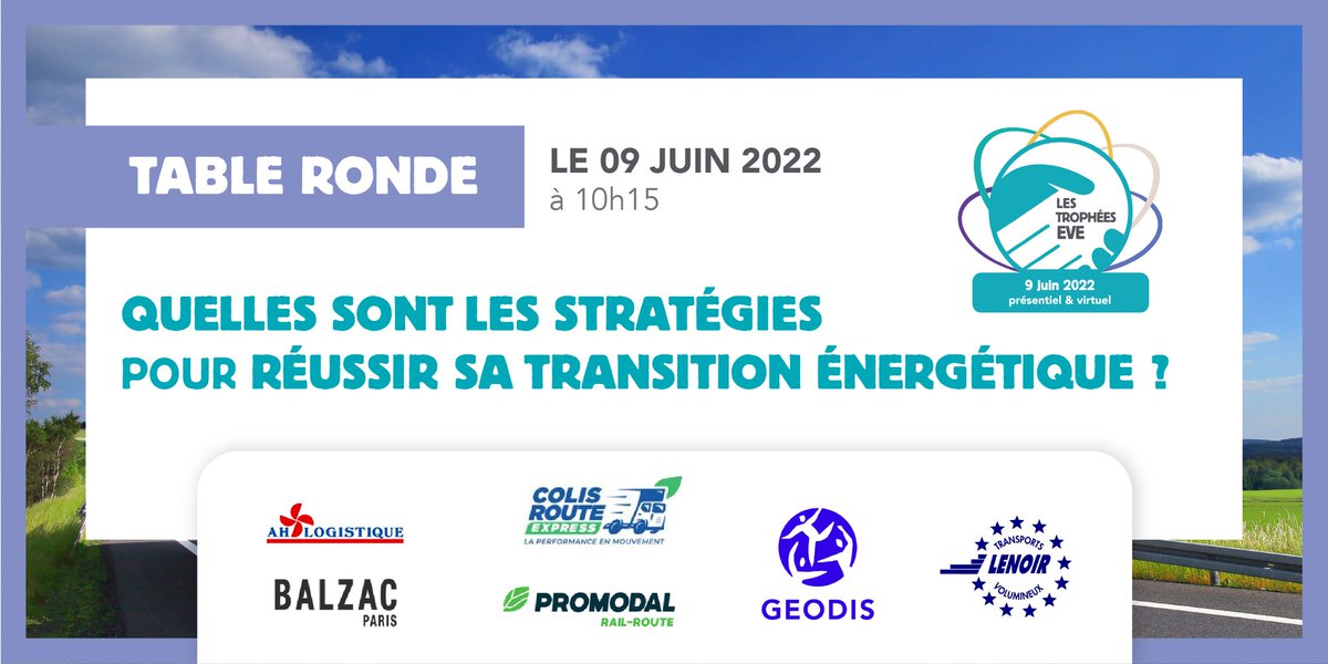 Inscrivez-vous aux #TrophéesEVE le 9 juin à la Maison des Océans pour ne pas manquer notre 2ème table ronde "Quelles sont les stratégies pour réussir sa transition énergétique ?". 

Infos et inscription sur 👉 bit.ly/3wFmZph