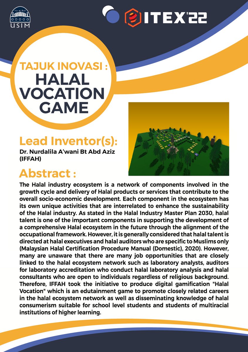 usim's tweet photo. Kenali 8 produk penyelidakan USIM yang telah terpilih ke International Invention, Innovation and Technology Exhibition (ITEX 2022) bermula 26 hingga 27 Mei 2022 bertempat di Kuala Lumpur Convention Centre (KLCC) Kuala Lumpur. 

#IntergrasiIlmuNaqliAqli 
#USIM https://t.co/Q9X1hI9GzC