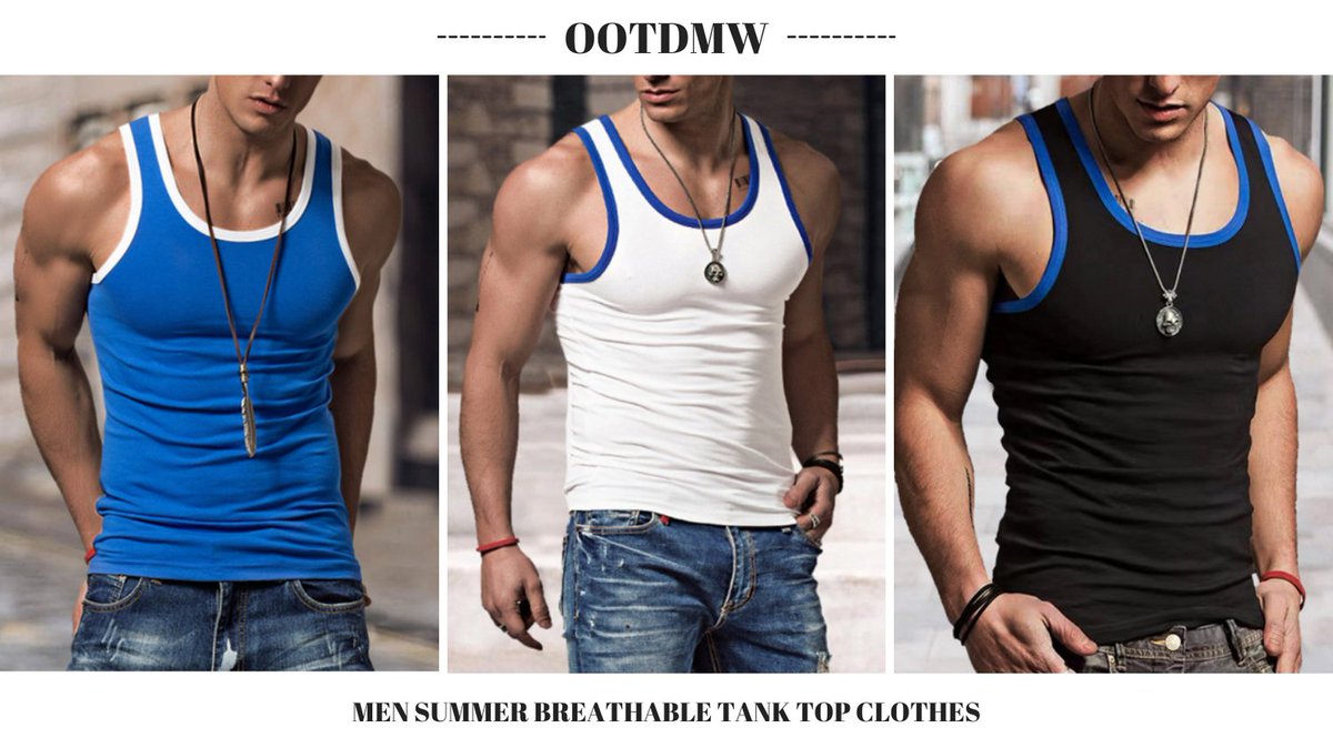 ootdmw's tweet photo. Men's Solid Color Tank Top Casual Breathable Sleeveless Contrast T-Shirt #OOTDMW #NEW #NEWS #TANK #FITSNESS #CLOTHES #STYLE #BLUE #MEN #FORMEN #MENFASHION https://t.co/iPGO4vLTvh