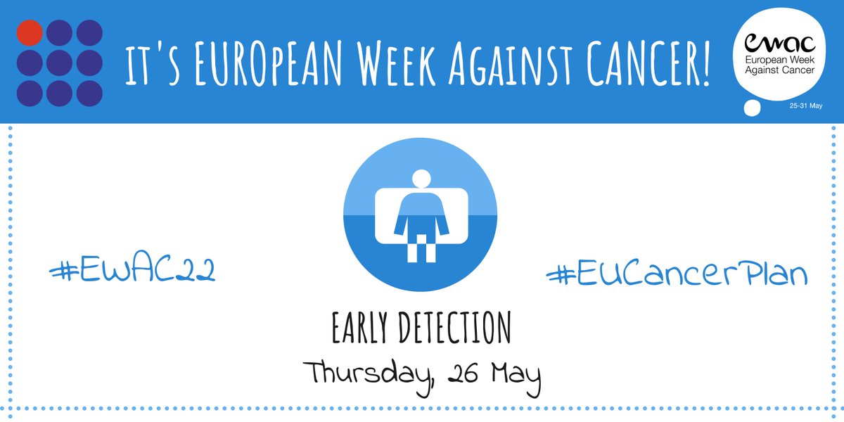 📢It's #European Week Against Cancer! bit.ly/ewac-22

🏥Today is all about #earlydetection⬇️

🎗️Spotting #cancer early saves lives! Screening is one of the best ways to improve outcomes &amp; it's a key pillar of #EUCancerPlan! 

#EWAC22 #ScreeningSavesLives