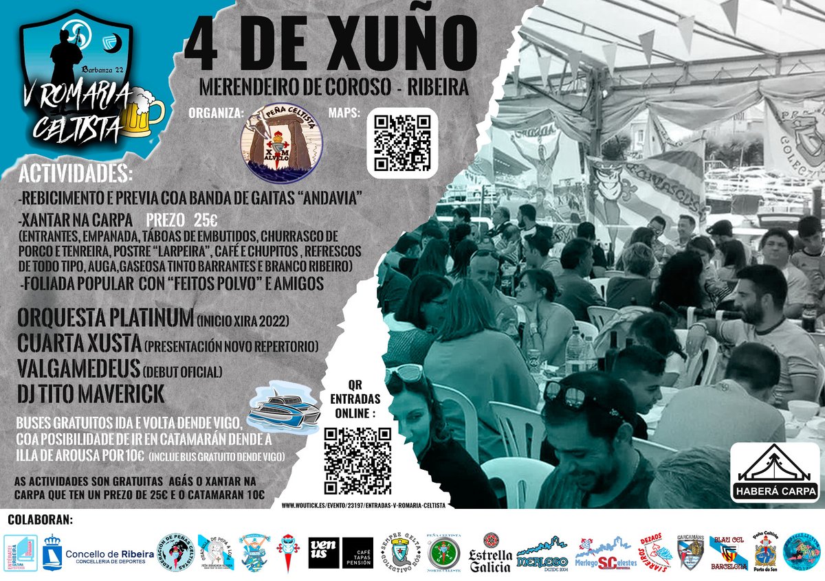 Peña siareiros.net (@siareiros) on Twitter photo Lembrade todos que o vindeiro 4 de xuño en Ribeira, temos a V <a href="/CeltistaRomaria/">Romaria Celtista</a>. Haberá buses gratis dende #Vigo, e ata un catamarán dende a Illa de Arousa organizado por @CarcamansCelest Venta online de entradas en woutick.es/evento/23197/e… e venta en puntos físicos Lembrade todos que o vindeiro 4 de xuño en Ribeira, temos a V <a href="/CeltistaRomaria/">Romaria Celtista</a>. Haberá buses gratis dende #Vigo, e ata un catamarán dende a Illa de Arousa organizado por @CarcamansCelest Venta online de entradas en woutick.es/evento/23197/e… e venta en puntos físicos