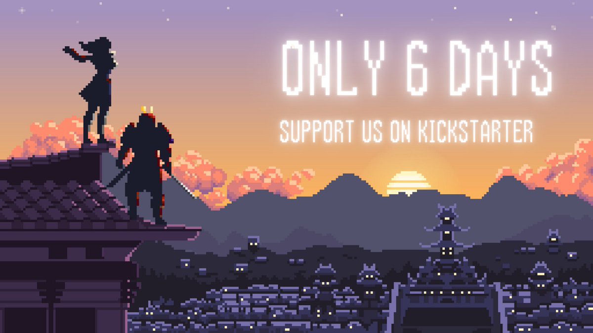 Only 🔥 6 DAYS 🔥 left until the launch of our Kickstarter campaign.

Ayame and Kensei are ready to fight for the freedom of feudal Japan.

💚 Support them by hitting the "notify me on launch" button here: cutt.ly/Co2HKickstarter

#indiedev | #pixelart | #gamedev | #UE4