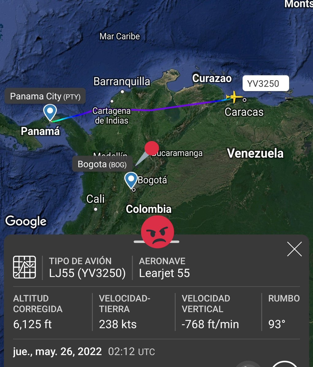 Arr3ch0's tweet photo. Interesante que más temprano #YV3250 salió de Panama 🇵🇦 presentando como destino Bogotá 🇨🇴 pero voló directo a Maiquetía 🇻🇪 https://t.co/1JhK2wIMDF