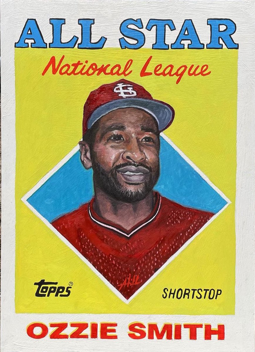 hillbones's tweet image. My oil painting of Ozzie Smith - 1988 Topps All Star