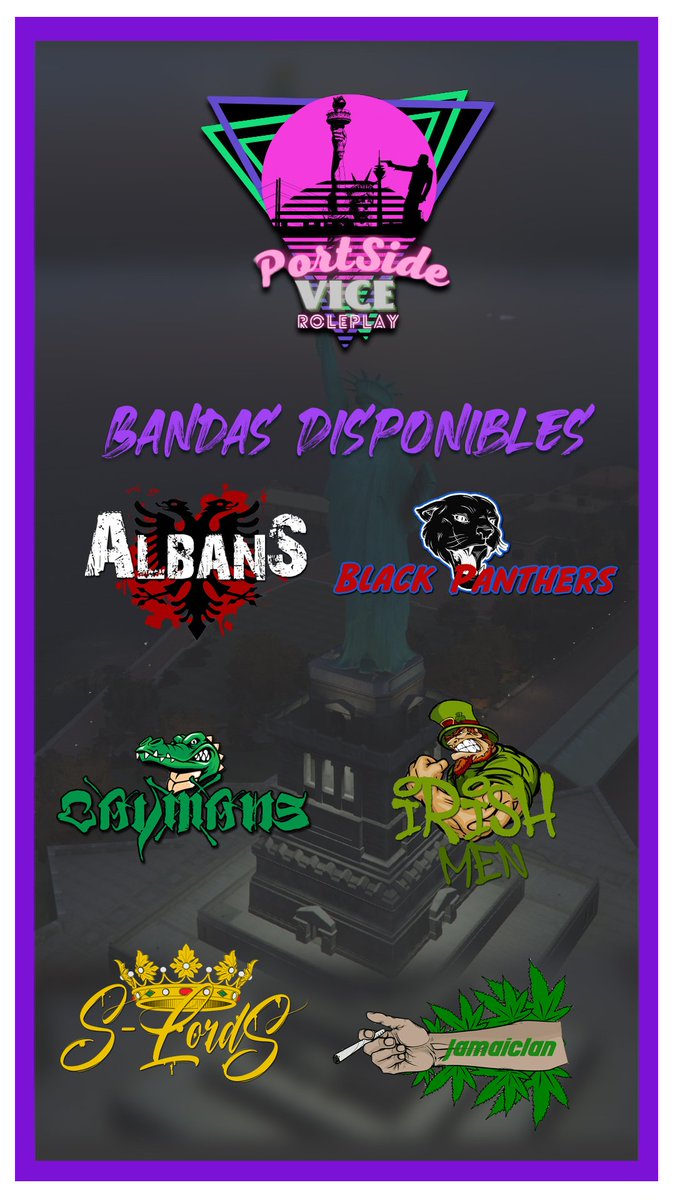 Portside_RP's tweet photo. Queremos anunciar por parte de la faccion ilegal que se están buscando banda para llenar estas opciones. todavía estamos trabajando en el server pero para que vayan sabiendo que pueden postular a cualquiera de estas. Luego de completarlas se permitirán bandas de lore propio. 🔫💀 https://t.co/z9vF6FGf5V