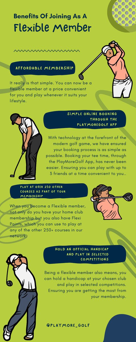 Simple reasons to join us as a flexible member 😍🏌‍♂️⛳️ Have a read below and sign up, on the link attached playmore.golf/explore/Club/M… 🏌‍♂️