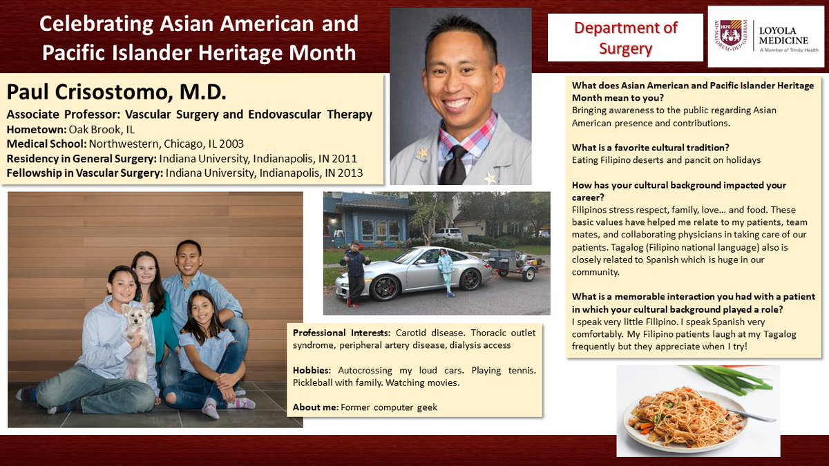 LoyolaVascular's tweet photo. Loyola Vascular celebrates our diversity during Asian American and Pacific Islander Heritage month. Get to know Dr. Paul Crisostomo better here: #AAPIHeritageMonth https://t.co/NMhovLBLZj