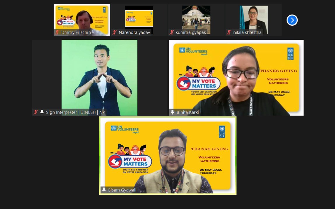 UNVNepal's tweet photo. Online Volunteers graduation ☑️ 🎓!
Thanks 2 the #UNV Online Volunteers for #UNDP Election Support Project who gave their 5 weeks time to spread the word on the importance of #votereducation for #youngpeople through #digitalmedia!
We wish you all the best and congratulations! 💐 https://t.co/MnJrSARLYQ