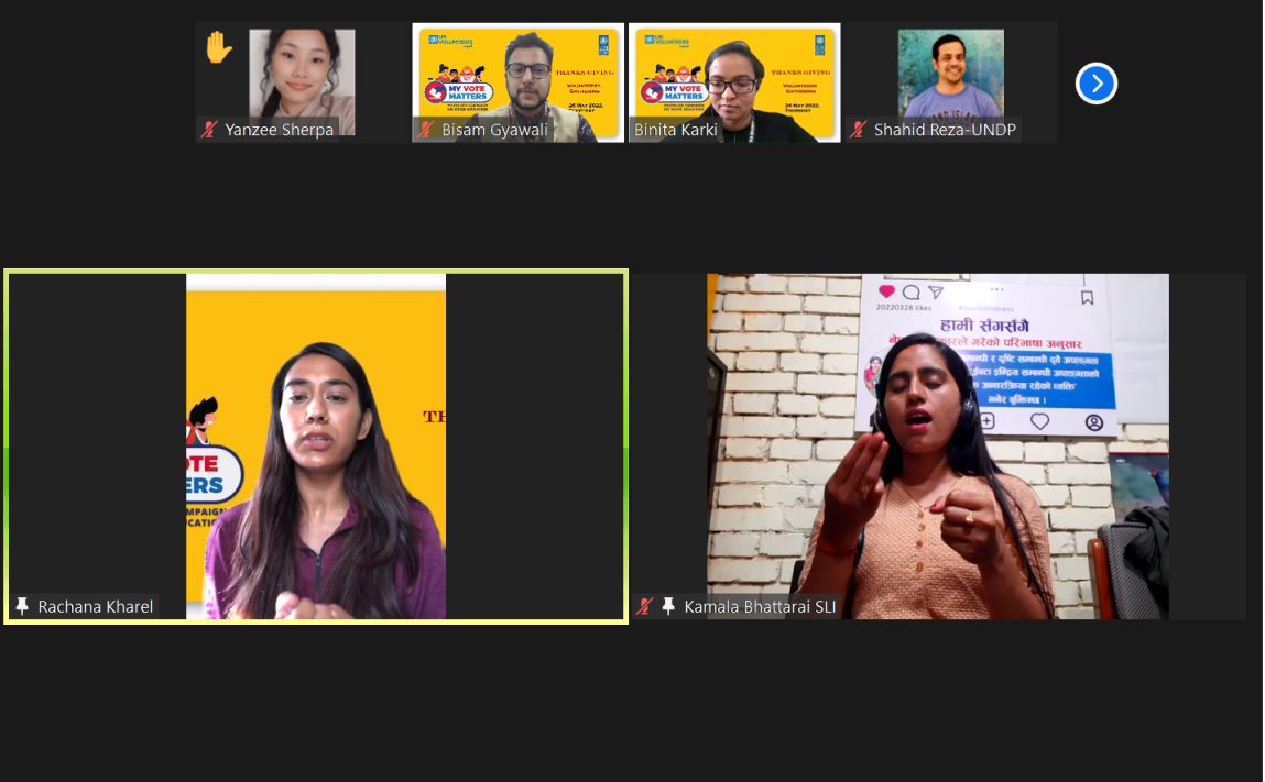 UNVNepal's tweet photo. Online Volunteers graduation ☑️ 🎓!
Thanks 2 the #UNV Online Volunteers for #UNDP Election Support Project who gave their 5 weeks time to spread the word on the importance of #votereducation for #youngpeople through #digitalmedia!
We wish you all the best and congratulations! 💐 https://t.co/MnJrSARLYQ