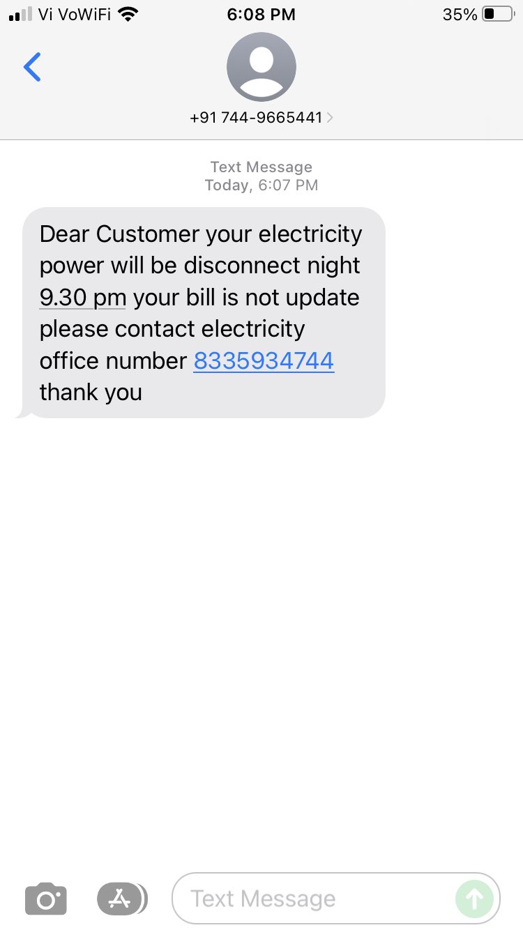 fake disconnected text message
