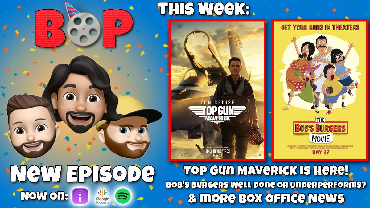 boxofficeparty's tweet photo. New Episode!

- New Releases: #TopGunMaverick &amp; #BobsBurgersMovie 
- #FastX vs #Fast10
- #StanLee Returns?
- #Laika #Converse Shoes We Want to See
- And much more!

https://t.co/iCti9jTlD7 https://t.co/4nnaXeJdL3