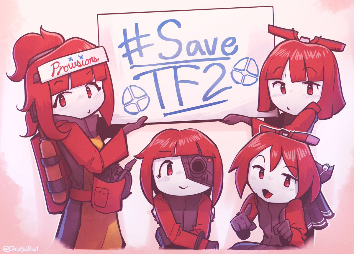 DinoBoiRex's tweet photo. Sentry girl and her sisters have a message!
#SaveTF2 #TeamFortress2 https://t.co/s2a3MzqXOJ