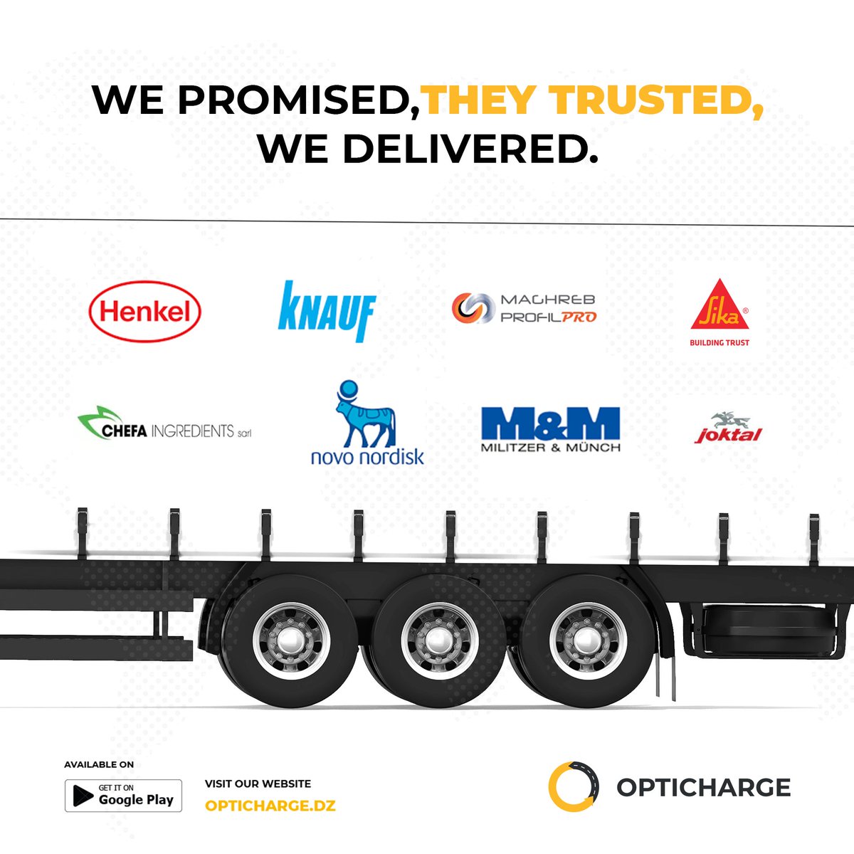 opticharg's tweet photo. Des compagnies de renommée de différentes tailles,besoin ou type d’industrie,ont trouvé chez Optichage ce qu’il faut comme fournisseur efficace. 
#Digital #logistics #freight #efficiency https://t.co/YPkOcfPHou