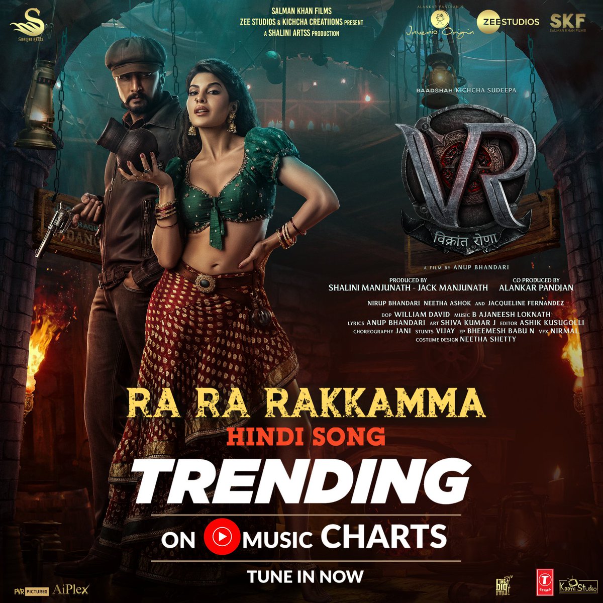 It's trending 🔥 
Watch 'Ra Ra Rakkamma' song as it is trending on YouTube Music Charts, tune in now. 
 
bit.ly/RaRaRakkammaHi…

#VRonJuly28 #VikrantRona @KicchaSudeep @Asli_Jacqueline @anupsbhandari @AJANEESHB @SunidhiChauhan5 @AzizNakash #ShabbirAhmed