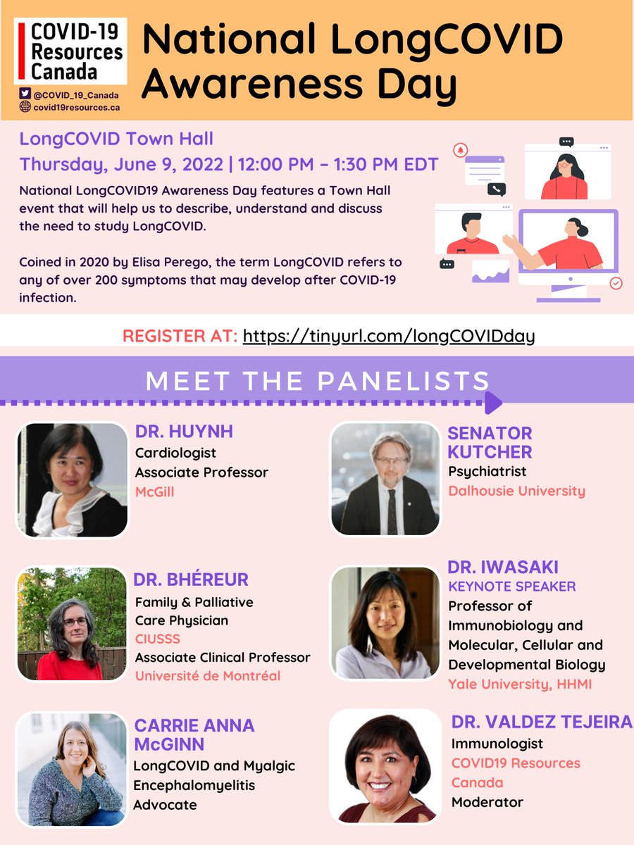 COVID_19_Canada's tweet photo. 📢 We are marking June 9th as the National #LongCOVID Awareness Day

Join us as we give voice to and honour the experiences of many Canadians struggling with #LongCovid 
👩🏿‍💻 Register ⤵️
https://t.co/Sp83GoCvw8 https://t.co/am19SMbZOX
