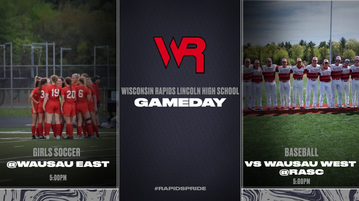 rapidsathletics's tweet photo. Tonight, two of our athletic programs finish of their regular seasons with WVC conference matchups. Soccer is on the road vs Wausau East, and Baseball hosts Wausau West. Track &amp; Field Sectional is also tonight in Marshfield. Good luck to all LHS athletes. https://t.co/gwFOTqXuXT