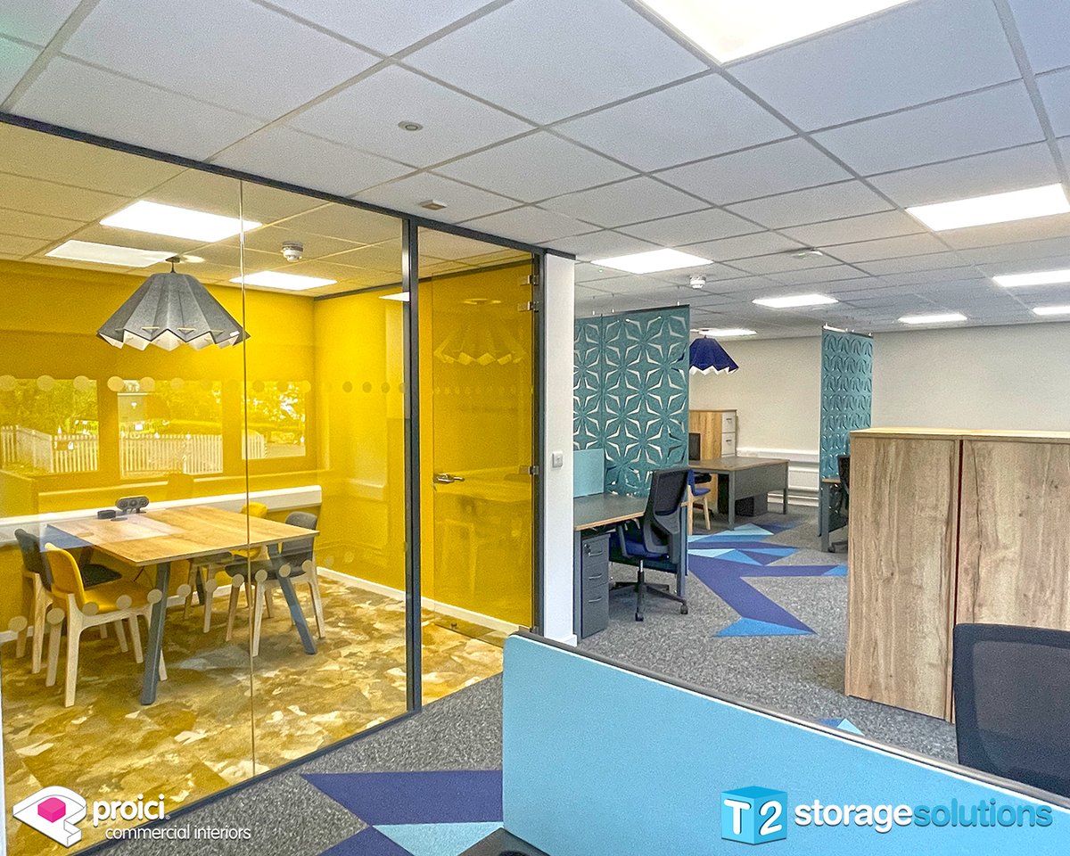 T2Storage's tweet photo. Check out this exciting new project completed in #Leeds

We Transformed a vacant and blank canvas warehouse into a modern and engaging office space with a #storage facility with a brand focused aesthetic.

https://t.co/c0HNRoPJNr

#mezzanine #racking #officefitout #office #design https://t.co/9weO7i2y42