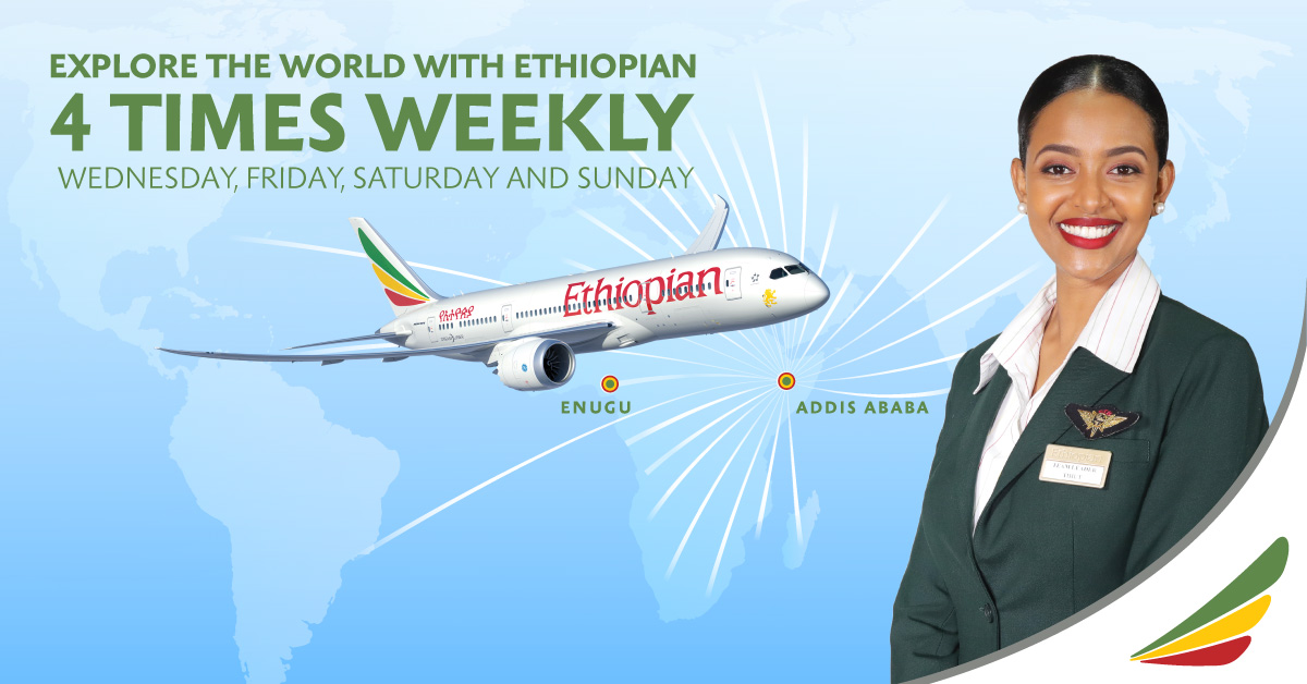 Ethiopian Airlines on Twitter "Fly to/from Enugu four times weekly on