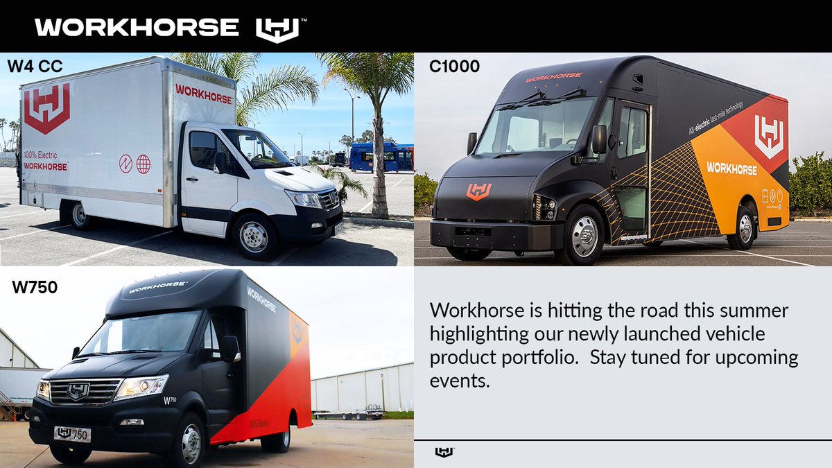 Workhorse_Group's tweet photo. Workhorse is hitting the road this summer highlighting our newly launched vehicle product portfolio.  Stay tuned for upcoming events. https://t.co/P5ZDo18cKM