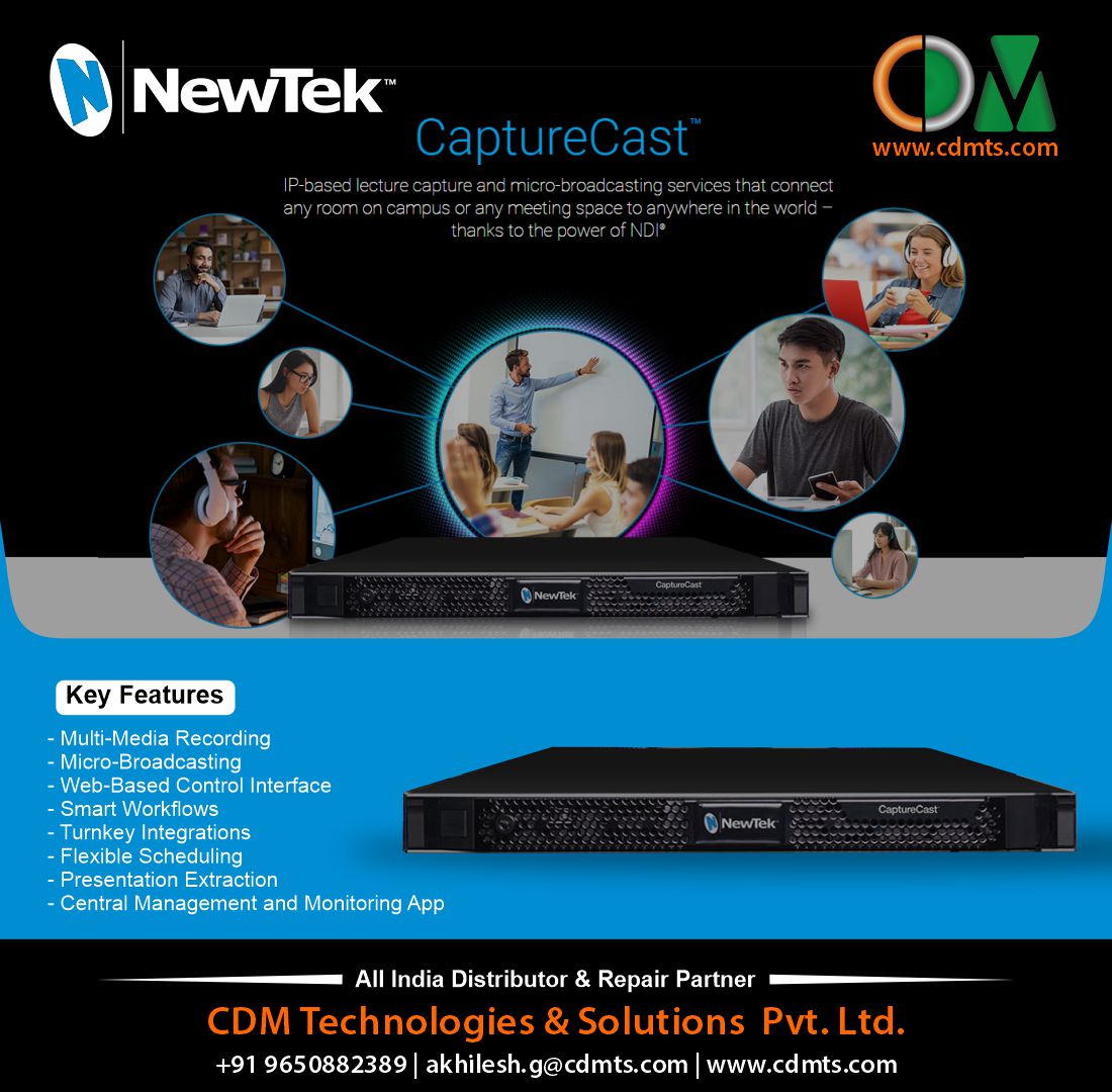 CDMTS's tweet photo. IP-based lecture capture and micro-broadcasting services that connect any room on campus or any meeting space to anywhere in the world- thanks to the power of NDI®
.
.
.
#NewTek #IP #Capturecast #NDI #broadcast #broadcasting #workflows #recording #camera #streaming #Video #live https://t.co/HpFASc277G
