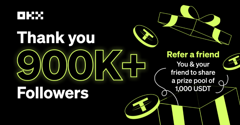 okx's tweet photo. 9️⃣0️⃣0️⃣K+ followers on #OKX — Let's Go 🚀

🎉 Celebrate a milestone with your friend who is new to the #crypto space 👥

Join our #OKX900K giveaway — You &amp; your friend will share a prize pool of up to 1️⃣0️⃣0️⃣0️⃣ 🎁 

💙  🔄  &amp; @ a friend!

Join NOW 👇