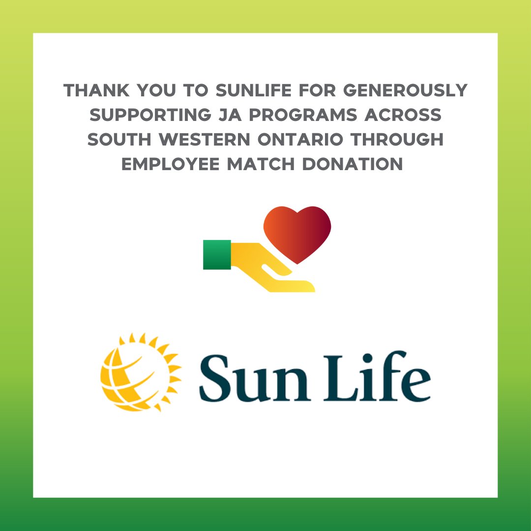 JA_SWO's tweet image. #ThankYouThursday !

Thank you to SunLife for supporting JA programs across South Western Ontario via employee match donation!

#jaswo #japrograms