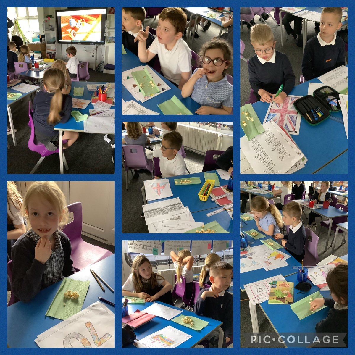 year2sthelens's tweet photo. STH- Year 2 are enjoying the behaviour reward this afternoon! Movie and popcorn. A lovely treat after working so hard with their SAT’s this half term. Well done everyone! @HeadofSchoolSH @STHAssistantHT @StHelensExecP https://t.co/xhamjextq2