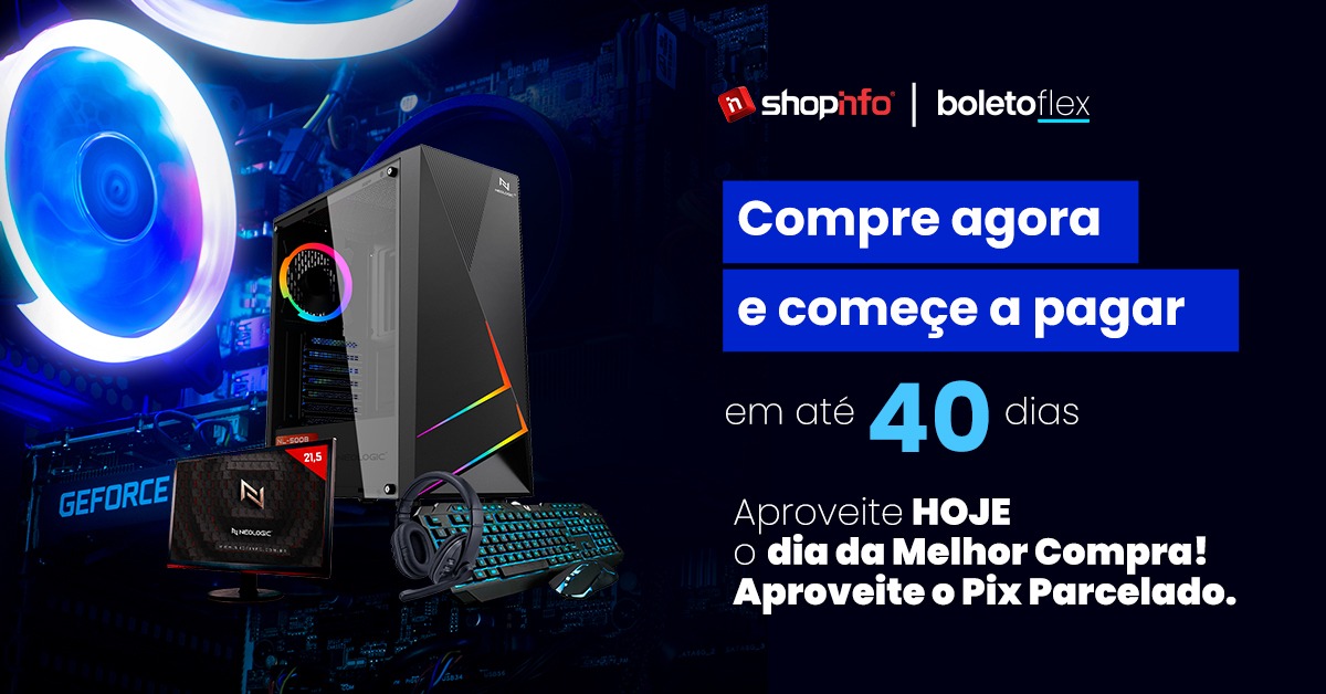Shopinfo's tweet photo. Quer saber o melhor dia de comprar o seu PC Gamer Neologic? Vem com a gente!

O dia de melhor compra é HOJE!

Comprando hoje (26/05) você começa a pagar somente daqui 40 dias, vai deixar passar essa oportunidade? https://t.co/tfQgvZdBuu