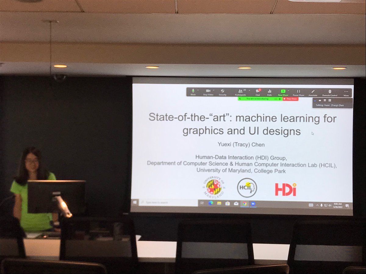 haldaume3's tweet photo. #hcil symposium starting now with Yuexi (Tracy) Chen presenting a tutorial on AI for Art and Design!!!! https://t.co/meS49pAbqa