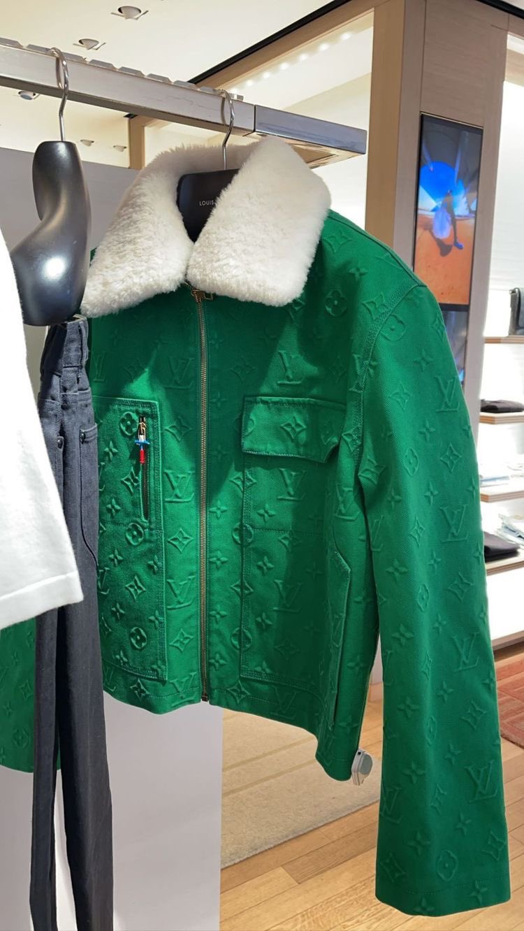 louis vuitton green leather jacket