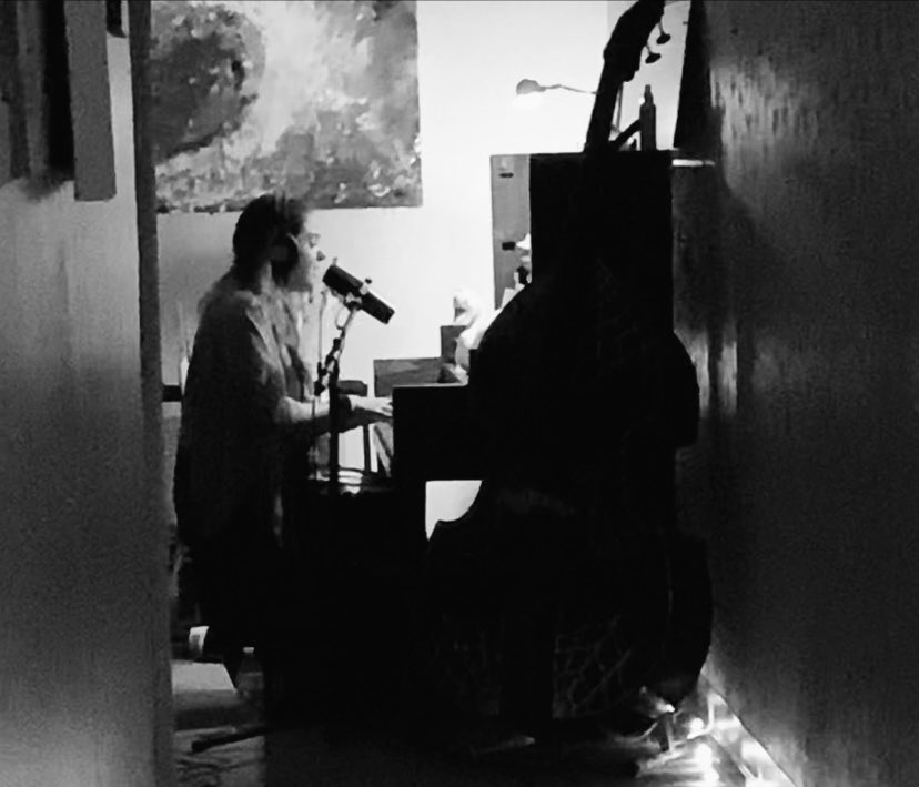 Alyssa Hanson in the studio recording new tracks for a “Top Secret Project.”
#recording #recordingstudio #piano #pianomusic #vocalist