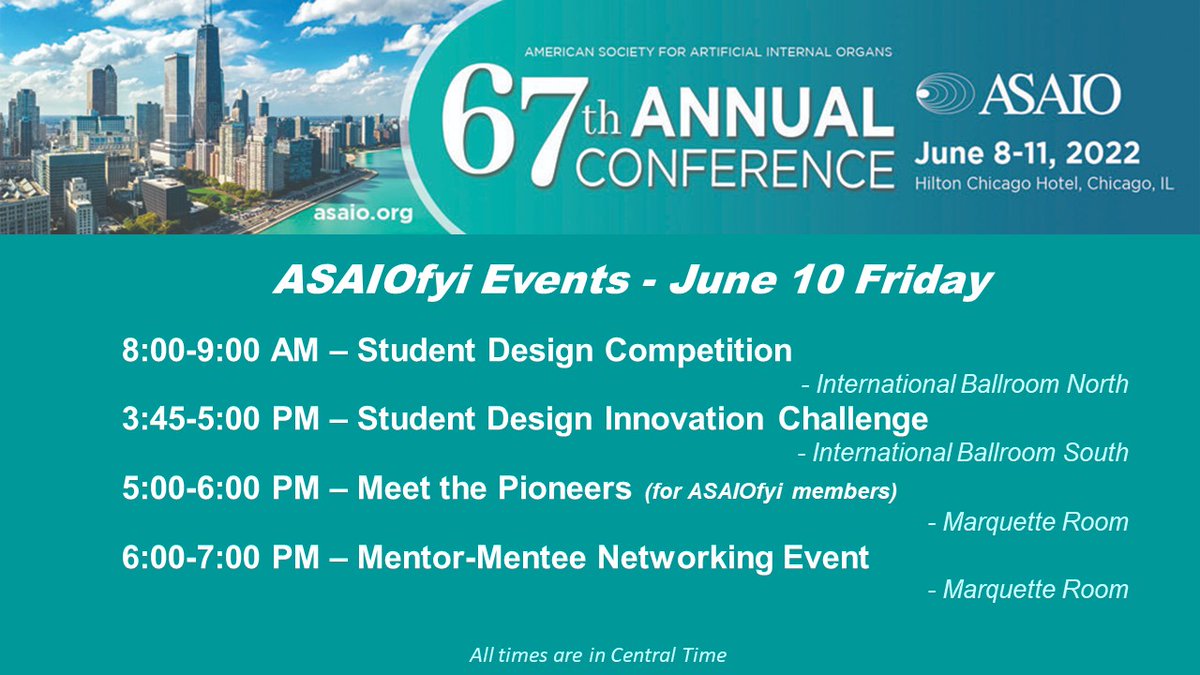 ASAIO8's tweet photo. ASAIOfyi (for young innovators) events are back at the 2022 ASAIO Conference! Don't miss out on these great events! #ASAIOfyi #ASAIO2022 https://t.co/WqifhWftVI https://t.co/wzchV0HO5w