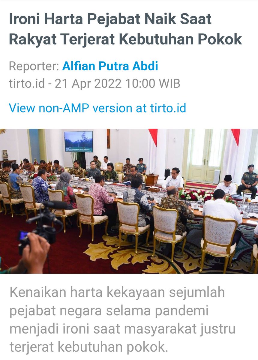 bangZhack86's tweet photo. #Ironi :
Dua tahun Indonesia diterpa pandemi Covid-19, yg cukup memukul perekonomian bangsa. Namun keadaan tsb tidak berpengaruh kepada para sejumlah #pejabatnegara , dimana #harta kekayaan mereka justru #melejit di tengah ekonomi rakyat yang sulit... https://t.co/acoWI9i5kE